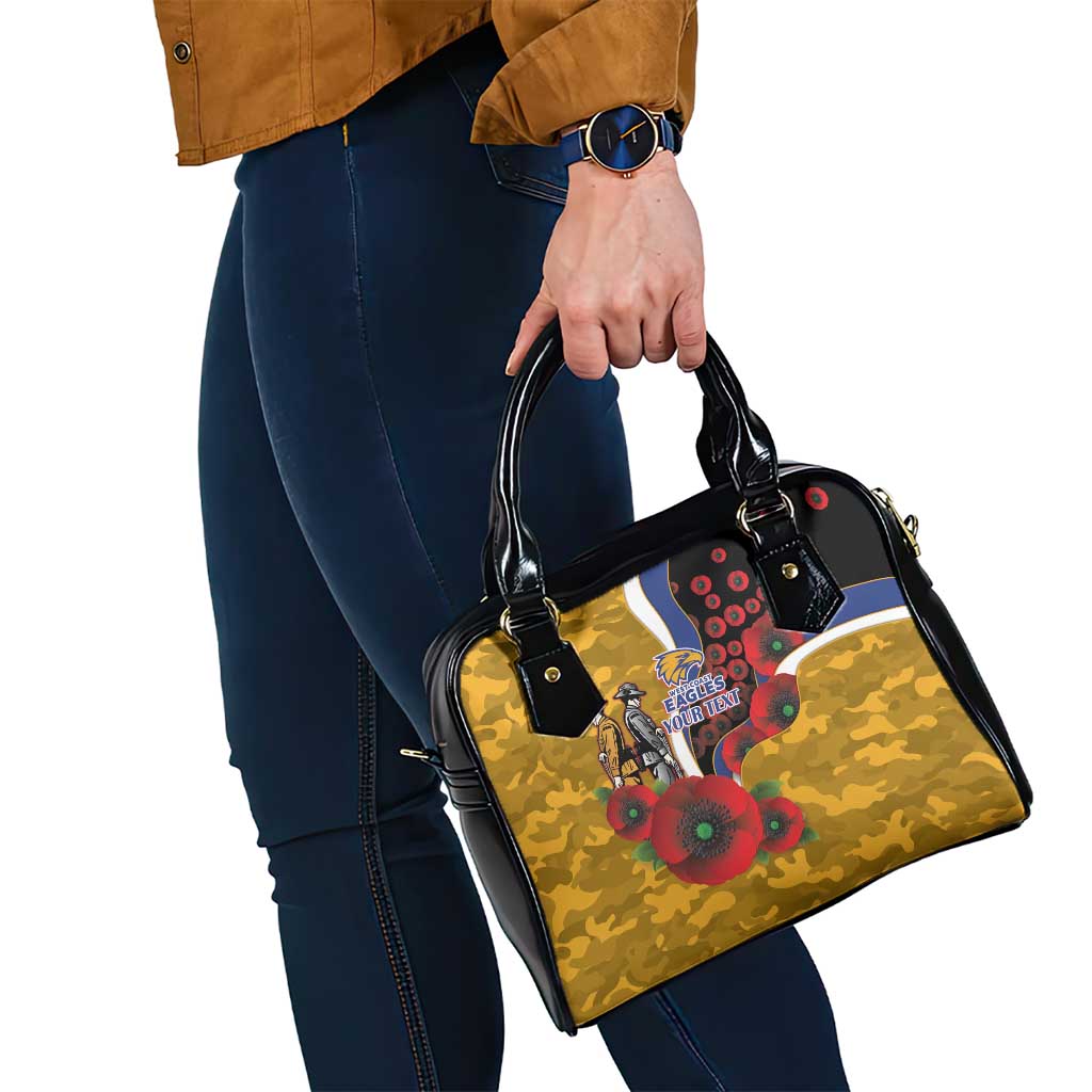 West Eagles ANZAC Personalised Shoulder Handbag Lest We Forget Poppy Camo