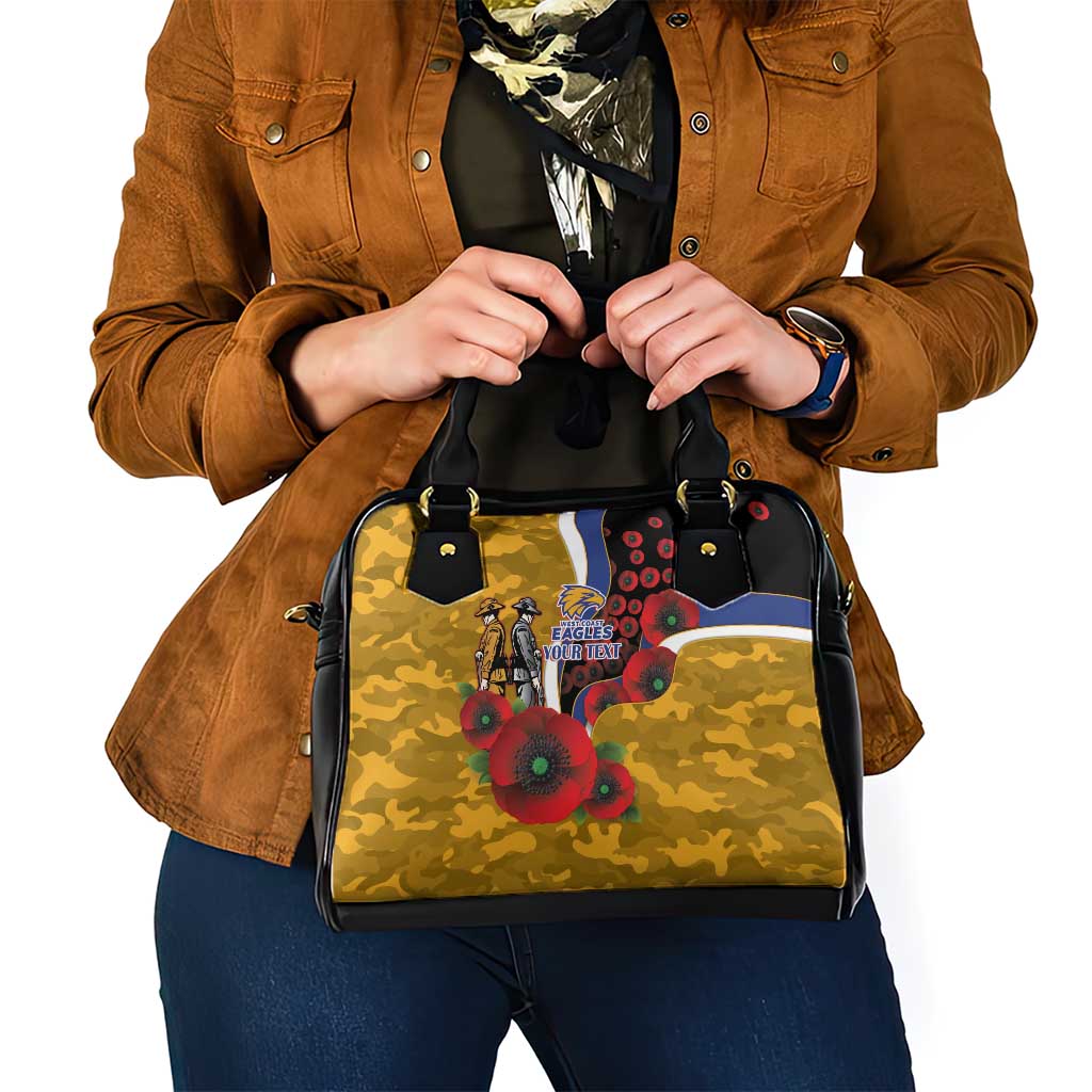 West Eagles ANZAC Personalised Shoulder Handbag Lest We Forget Poppy Camo