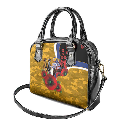 West Eagles ANZAC Personalised Shoulder Handbag Lest We Forget Poppy Camo