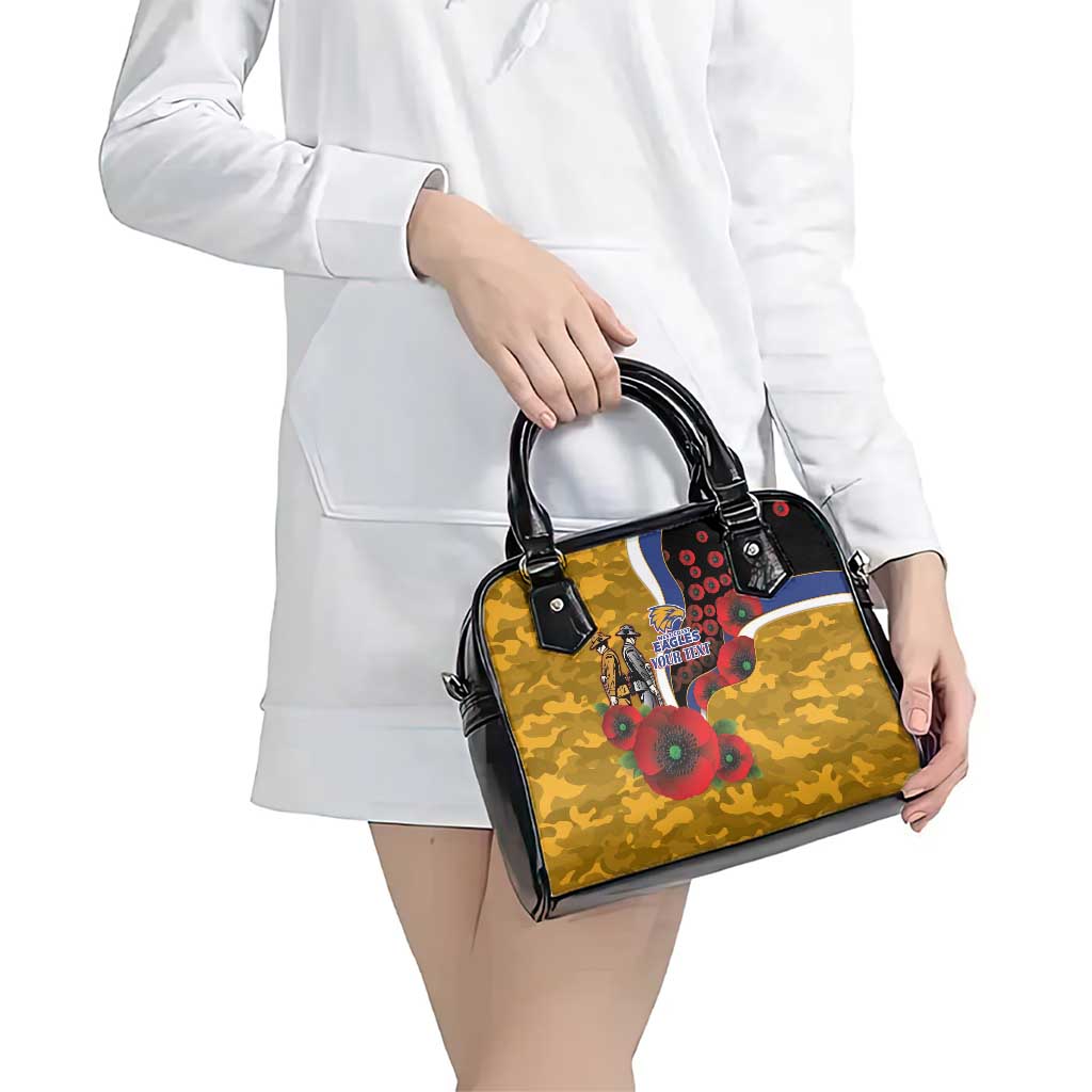 West Eagles ANZAC Personalised Shoulder Handbag Lest We Forget Poppy Camo