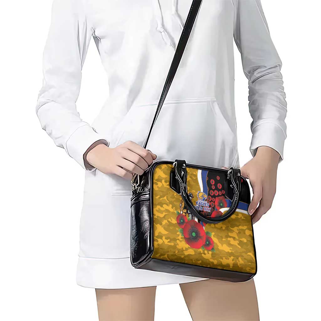 West Eagles ANZAC Personalised Shoulder Handbag Lest We Forget Poppy Camo