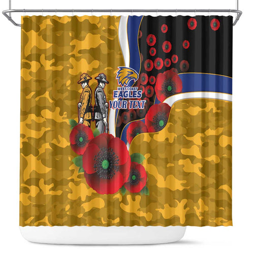 West Eagles ANZAC Personalised Shower Curtain Lest We Forget Poppy Camo