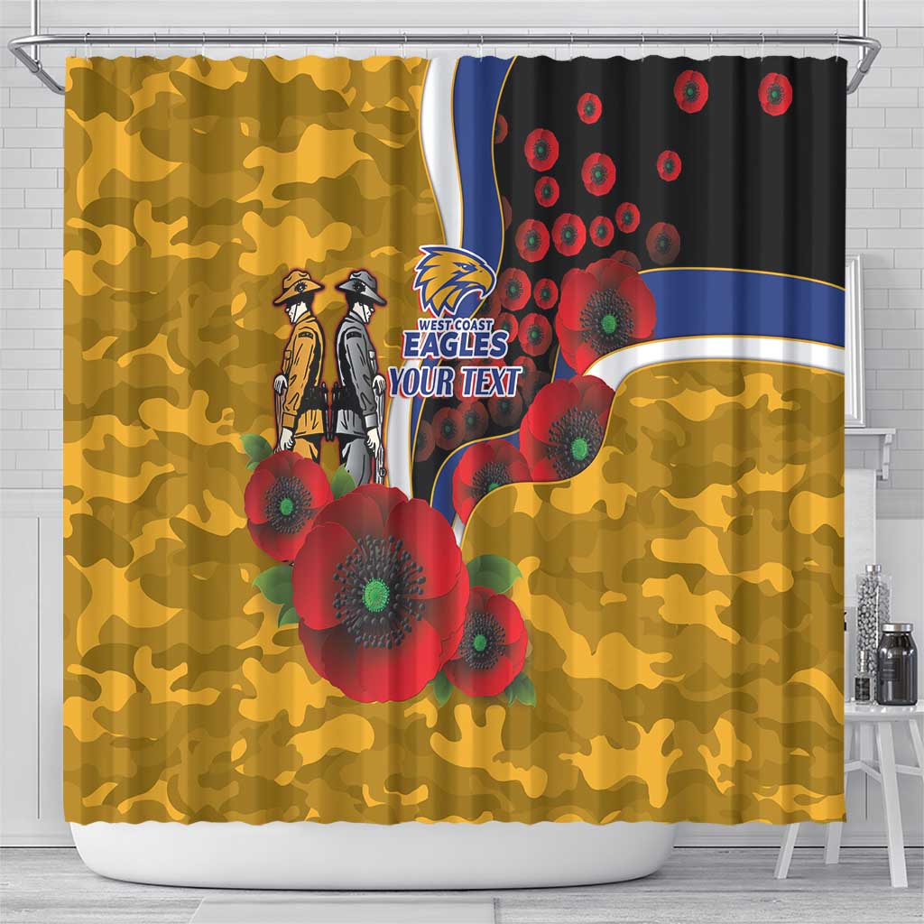 West Eagles ANZAC Personalised Shower Curtain Lest We Forget Poppy Camo