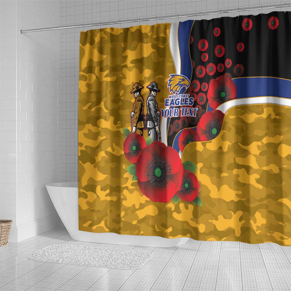 West Eagles ANZAC Personalised Shower Curtain Lest We Forget Poppy Camo