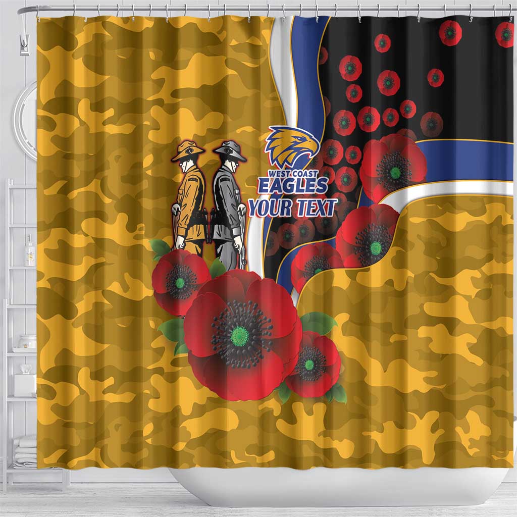 West Eagles ANZAC Personalised Shower Curtain Lest We Forget Poppy Camo