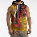 West Eagles ANZAC Personalised Sleeveless Hoodie Lest We Forget Poppy Camo