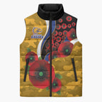 West Eagles ANZAC Personalised Sleeveless Puffer Jacket Lest We Forget Poppy Camo