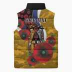 West Eagles ANZAC Personalised Sleeveless Puffer Jacket Lest We Forget Poppy Camo