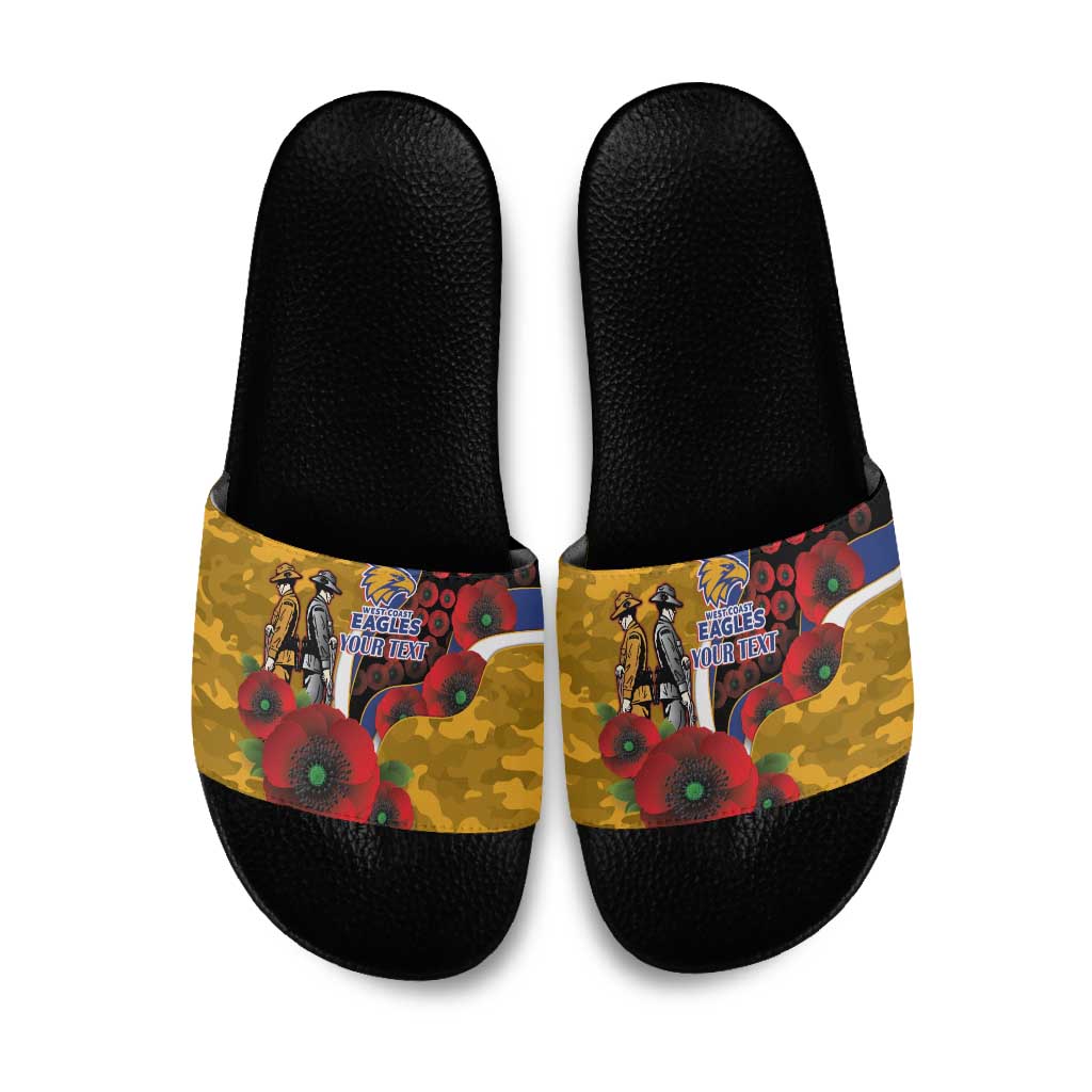West Eagles ANZAC Personalised Slide Sandals Lest We Forget Poppy Camo