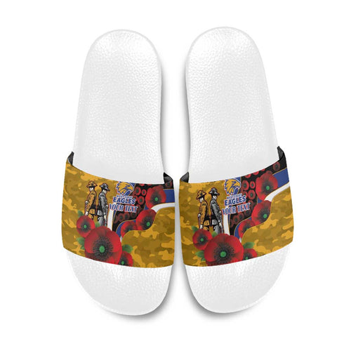 West Eagles ANZAC Personalised Slide Sandals Lest We Forget Poppy Camo
