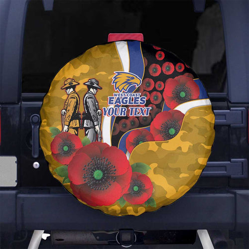 West Eagles ANZAC Personalised Spare Tire Cover Lest We Forget Poppy Camo