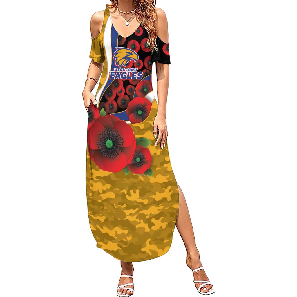 West Eagles ANZAC Personalised Summer Maxi Dress Lest We Forget Poppy Camo