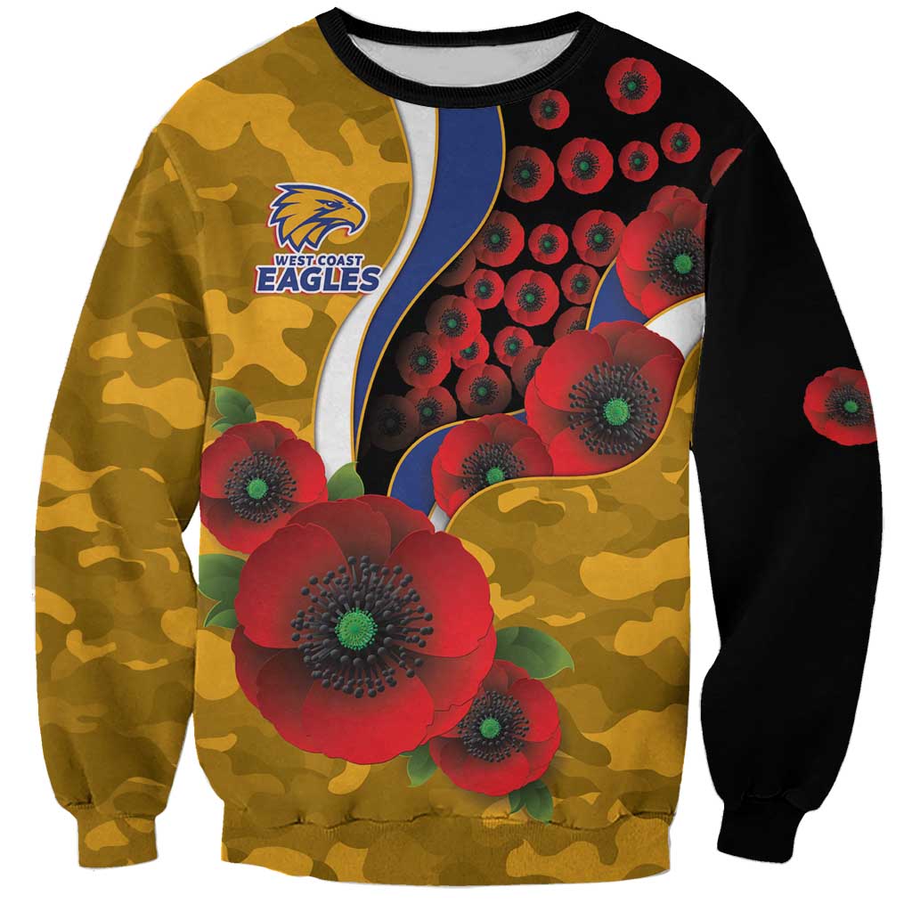 West Eagles ANZAC Personalised Sweatshirt Lest We Forget Poppy Camo