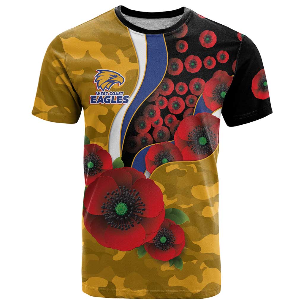 West Eagles ANZAC Personalised T Shirt Lest We Forget Poppy Camo