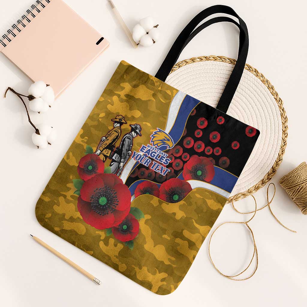 West Eagles ANZAC Personalised Tote Bag Lest We Forget Poppy Camo