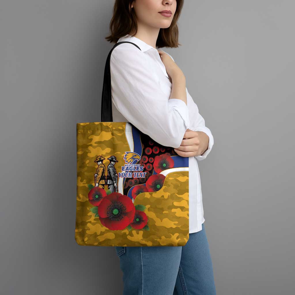 West Eagles ANZAC Personalised Tote Bag Lest We Forget Poppy Camo