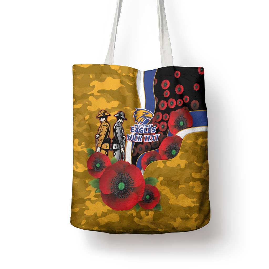West Eagles ANZAC Personalised Tote Bag Lest We Forget Poppy Camo