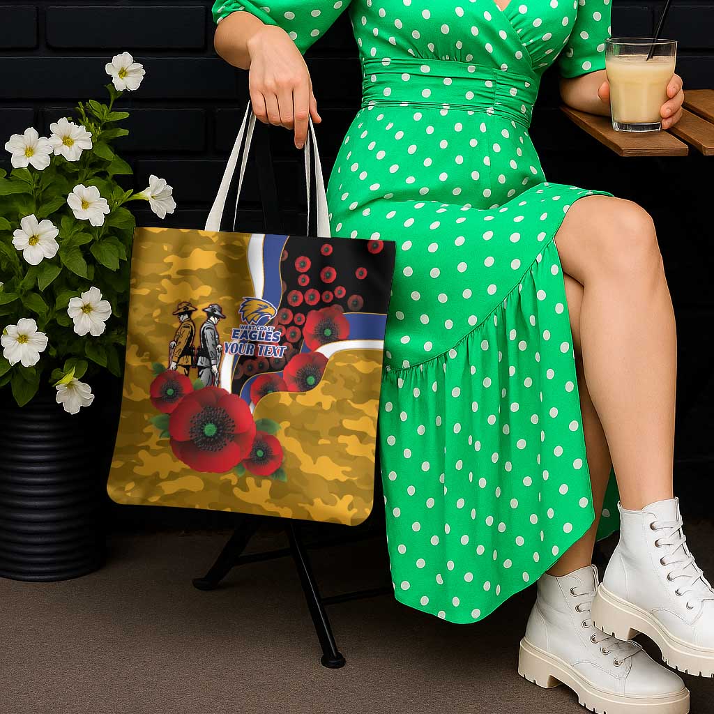 West Eagles ANZAC Personalised Tote Bag Lest We Forget Poppy Camo