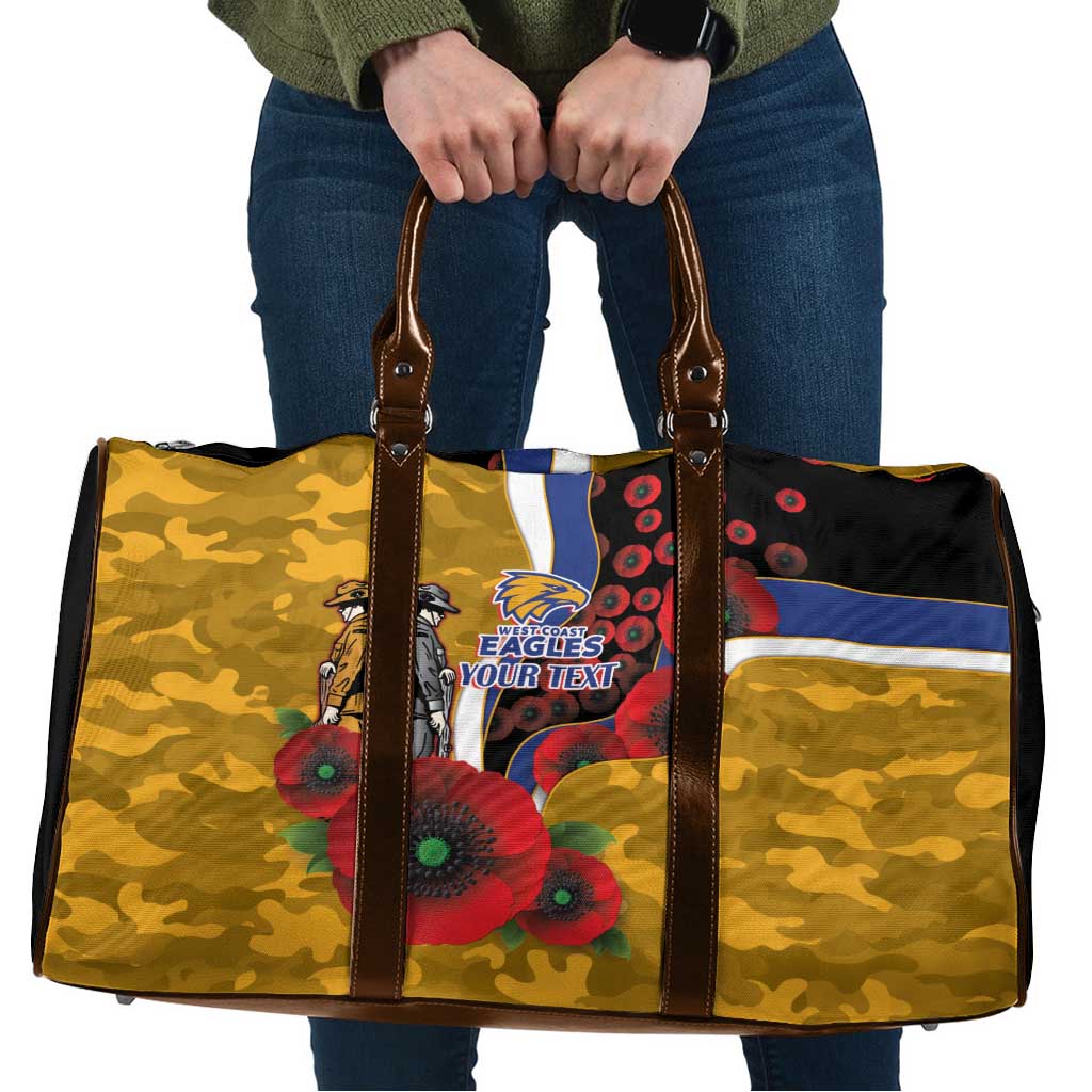 West Eagles ANZAC Personalised Travel Bag Lest We Forget Poppy Camo