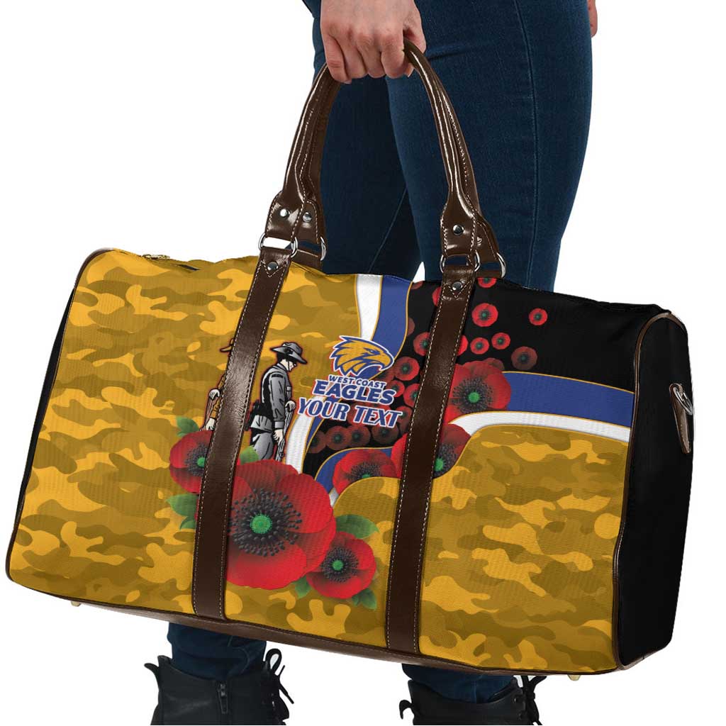 West Eagles ANZAC Personalised Travel Bag Lest We Forget Poppy Camo