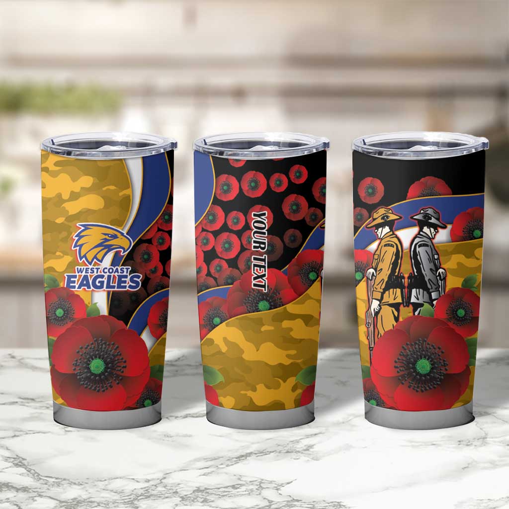 West Eagles ANZAC Personalised Tumbler Cup Lest We Forget Poppy Camo