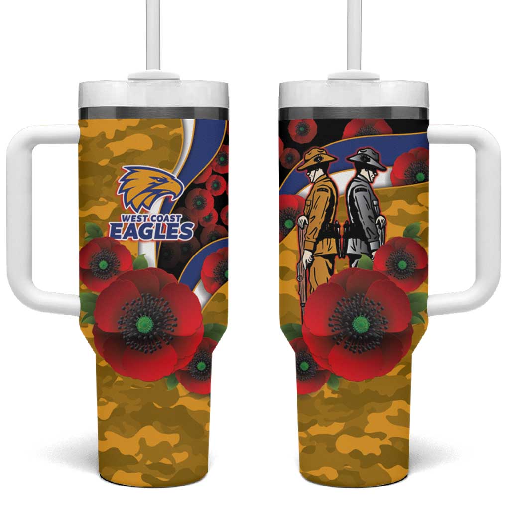 West Eagles ANZAC Personalised Tumbler With Handle Lest We Forget Poppy Camo