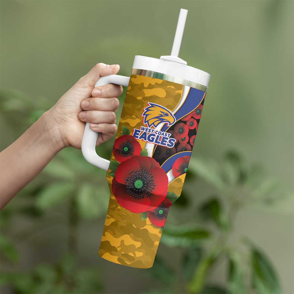 West Eagles ANZAC Personalised Tumbler With Handle Lest We Forget Poppy Camo