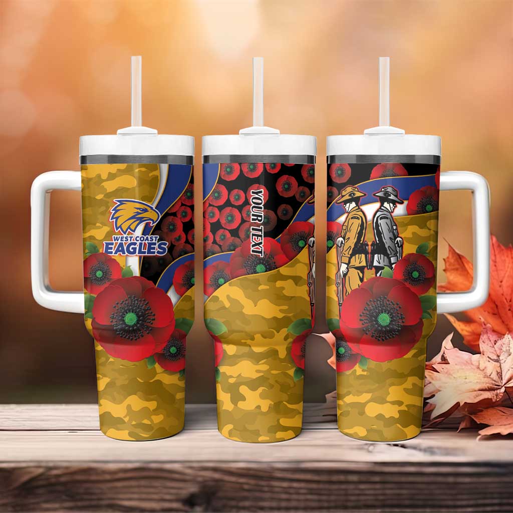 West Eagles ANZAC Personalised Tumbler With Handle Lest We Forget Poppy Camo