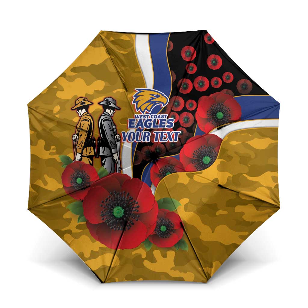 West Eagles ANZAC Personalised Umbrella Lest We Forget Poppy Camo