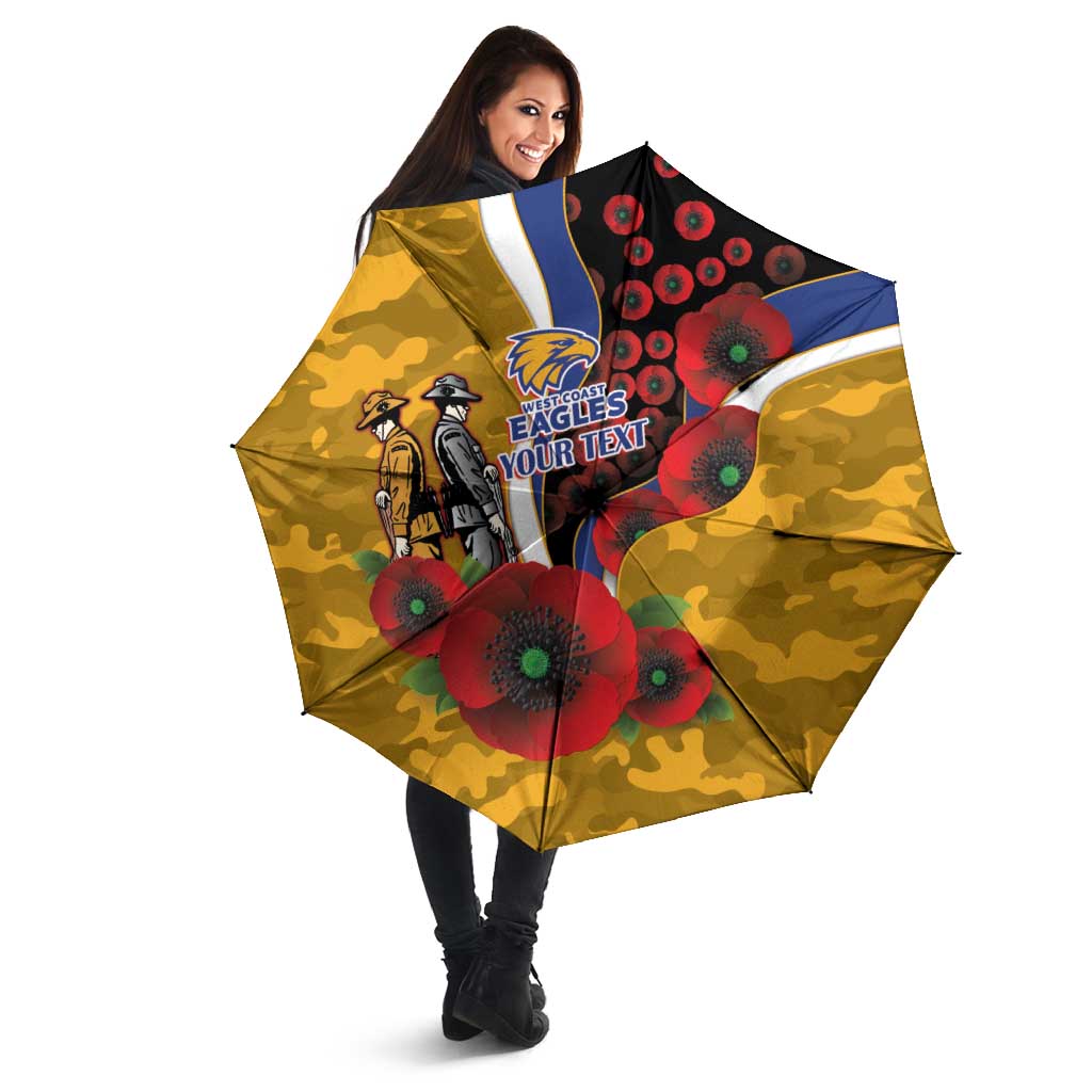 West Eagles ANZAC Personalised Umbrella Lest We Forget Poppy Camo