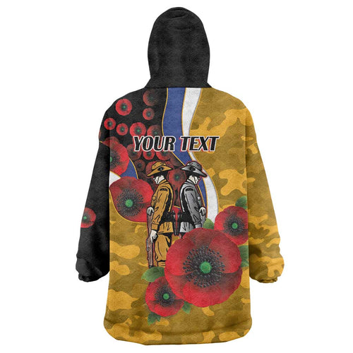 West Eagles ANZAC Personalised Wearable Blanket Hoodie Lest We Forget Poppy Camo