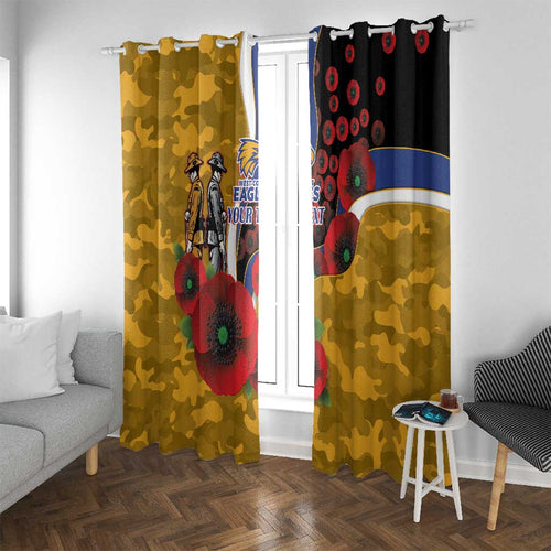 West Eagles ANZAC Personalised Window Curtain Lest We Forget Poppy Camo