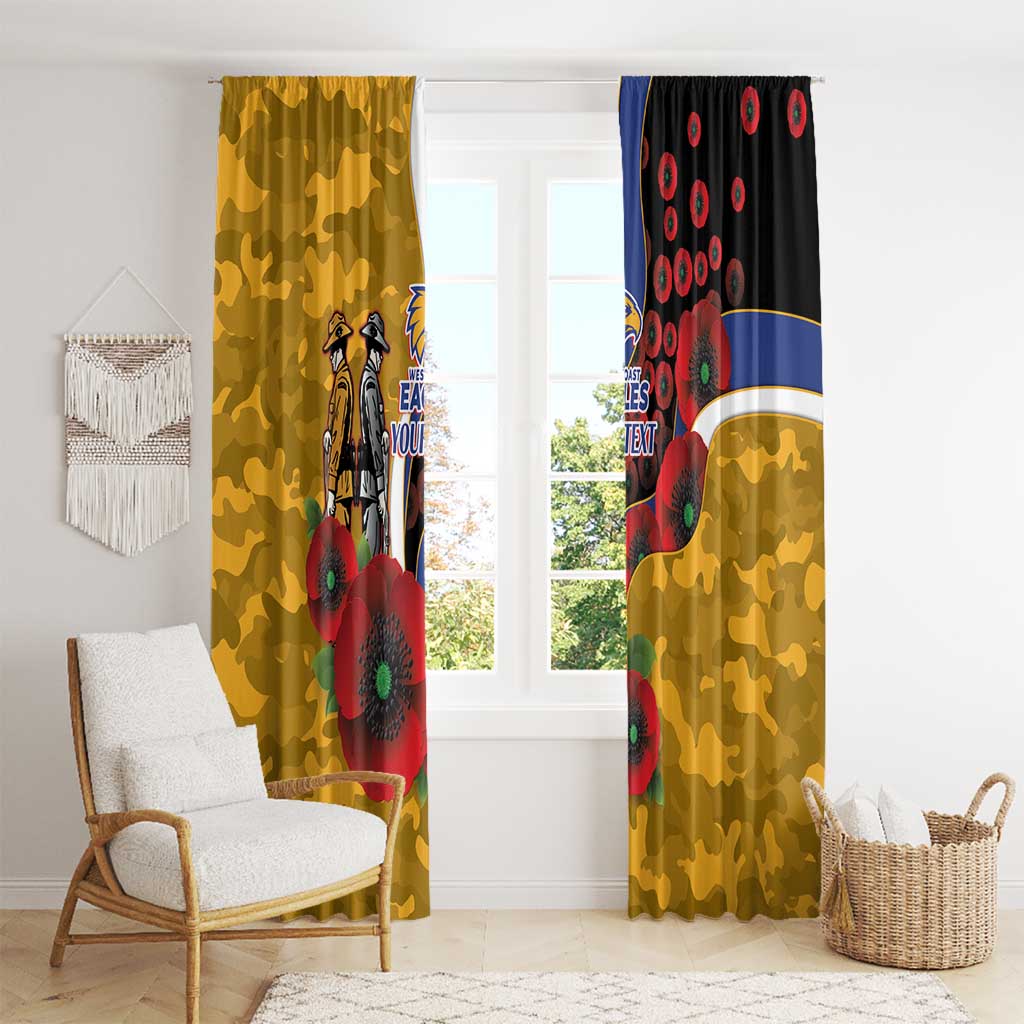 West Eagles ANZAC Personalised Window Curtain Lest We Forget Poppy Camo