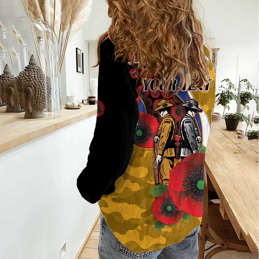 West Eagles ANZAC Personalised Women Casual Shirt Lest We Forget Poppy Camo