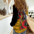 West Eagles ANZAC Personalised Women Casual Shirt Lest We Forget Poppy Camo