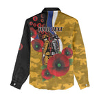 West Eagles ANZAC Personalised Women Casual Shirt Lest We Forget Poppy Camo