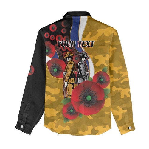 West Eagles ANZAC Personalised Women Casual Shirt Lest We Forget Poppy Camo