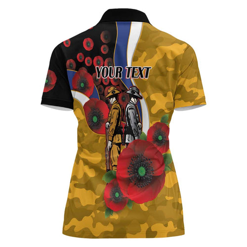 West Eagles ANZAC Personalised Women Polo Shirt Lest We Forget Poppy Camo