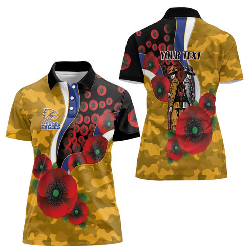 West Eagles ANZAC Personalised Women Polo Shirt Lest We Forget Poppy Camo