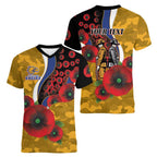 West Eagles ANZAC Personalised Women V-Neck T-Shirt Lest We Forget Poppy Camo