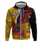 West Eagles ANZAC Personalised Zip Hoodie Lest We Forget Poppy Camo