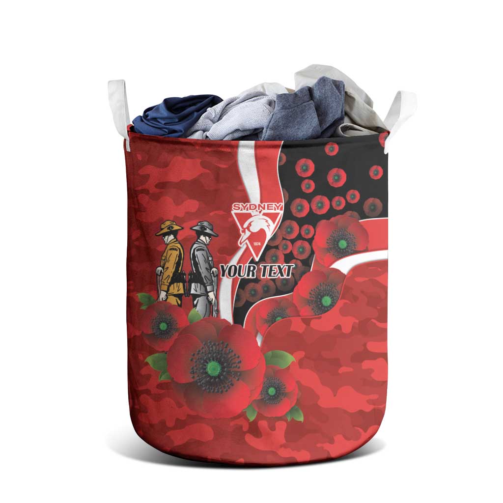 Sydney Swans ANZAC Personalised Laundry Basket Lest We Forget Poppy Camo
