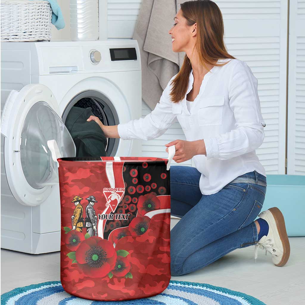 Sydney Swans ANZAC Personalised Laundry Basket Lest We Forget Poppy Camo