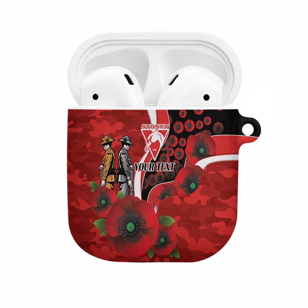 Sydney Swans ANZAC Personalised AirPods Case Lest We Forget Poppy Camo