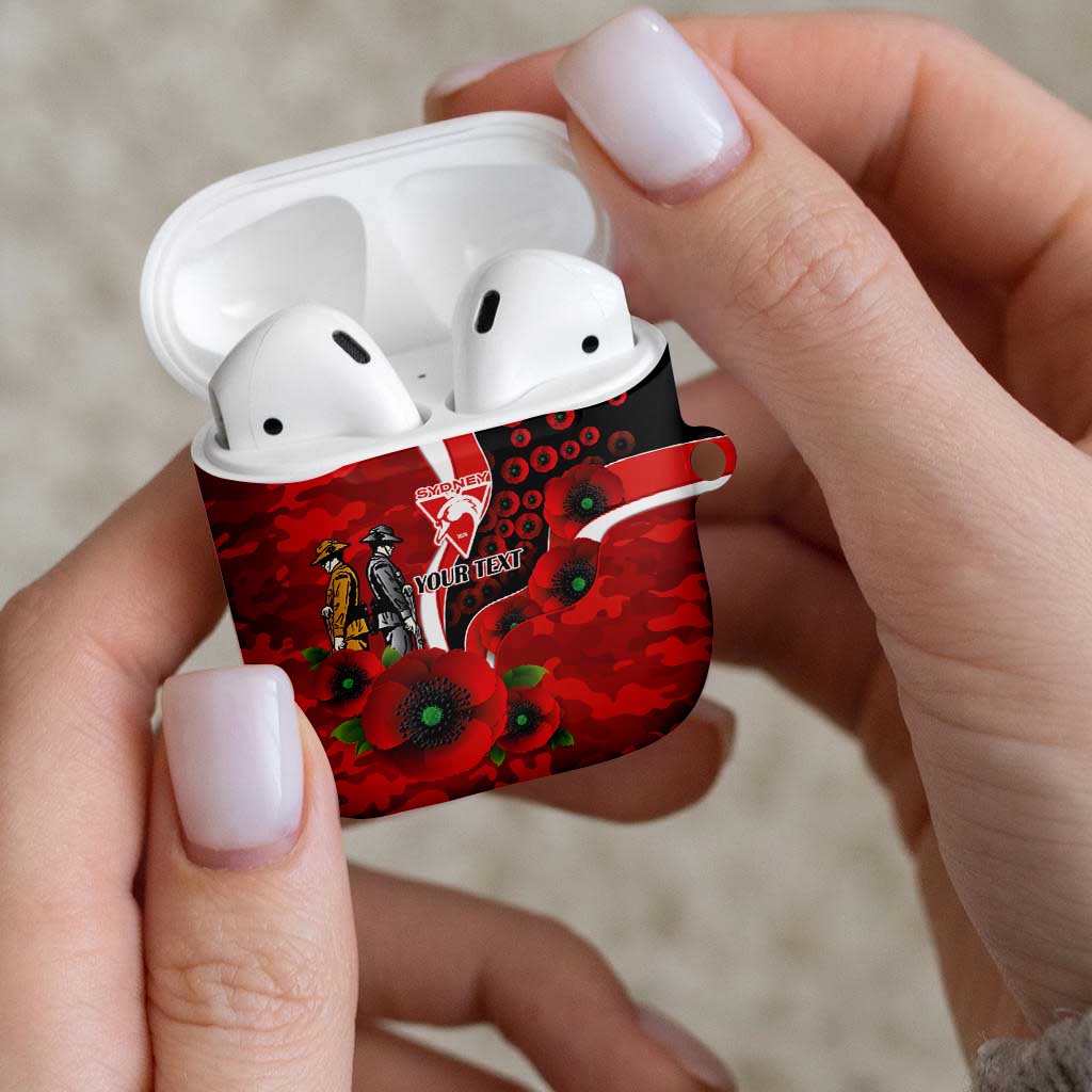 Sydney Swans ANZAC Personalised AirPods Case Lest We Forget Poppy Camo