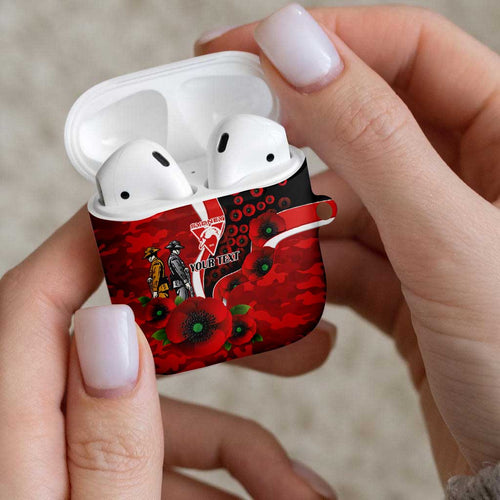 Sydney Swans ANZAC Personalised AirPods Case Lest We Forget Poppy Camo