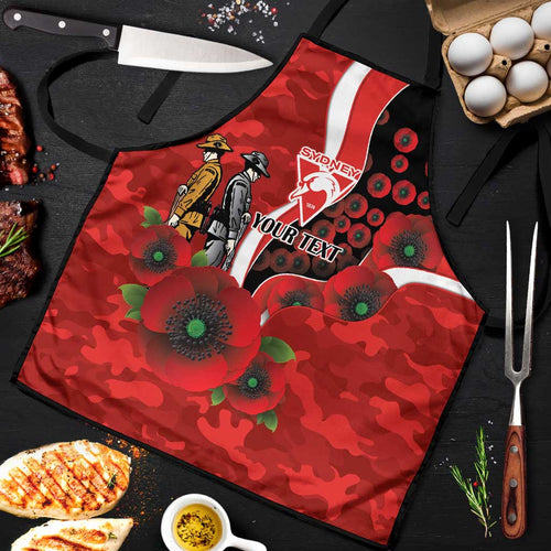 Sydney Swans ANZAC Personalised Apron Lest We Forget Poppy Camo