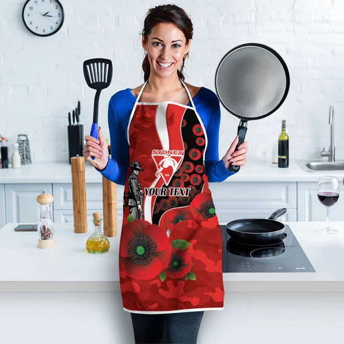 Sydney Swans ANZAC Personalised Apron Lest We Forget Poppy Camo