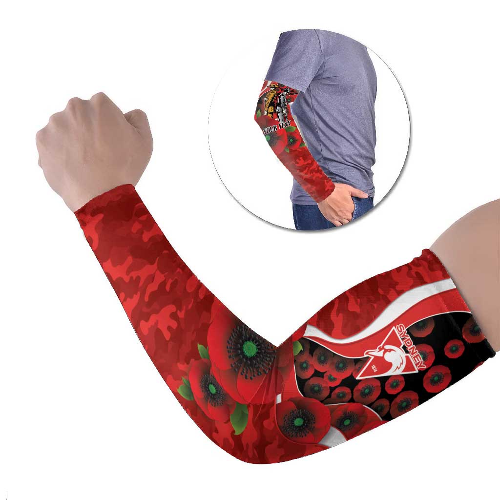Sydney Swans ANZAC Personalised Arm Sleeves Lest We Forget Poppy Camo