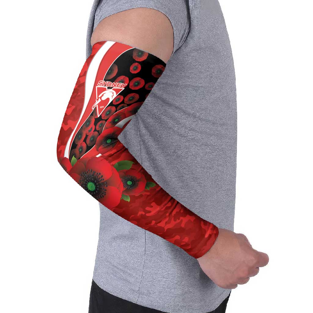 Sydney Swans ANZAC Personalised Arm Sleeves Lest We Forget Poppy Camo